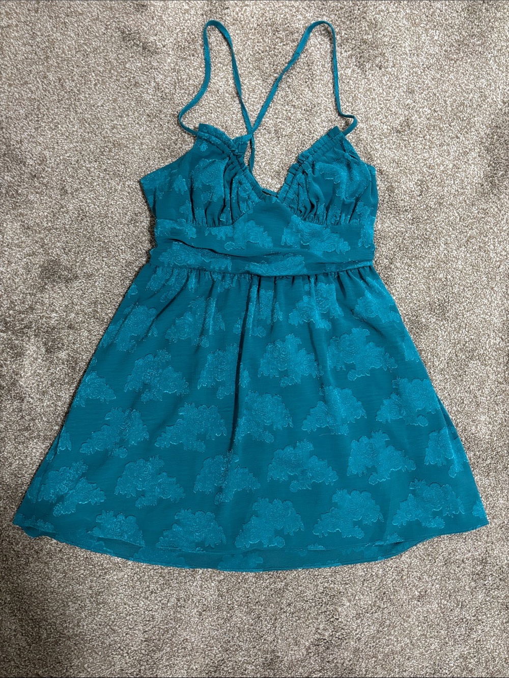 wild fable Teal Lace-Textured Lace-Back Dress